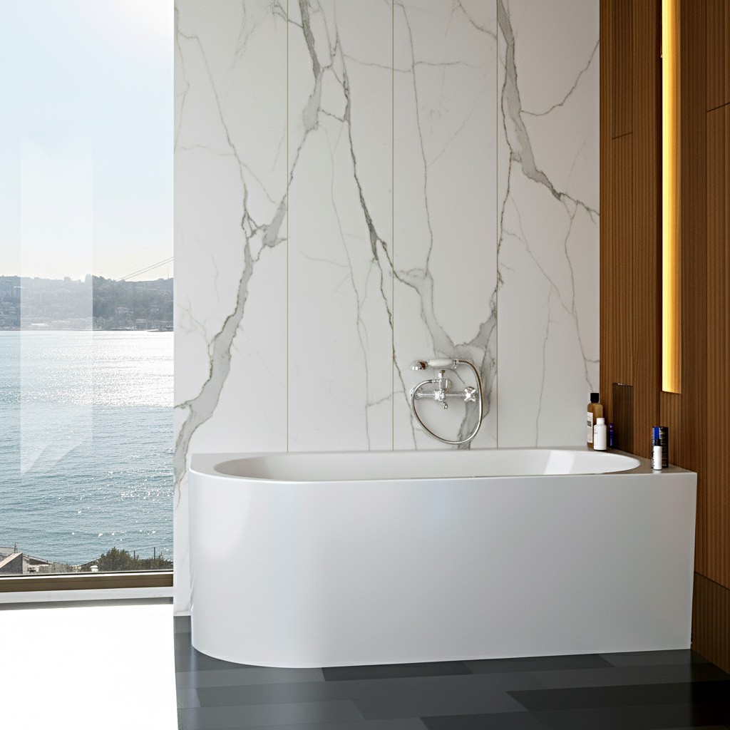 Corner Acrylic Freestanding Bathtub Made in Turkey